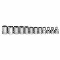 Williams Socket Set, 12 Pieces, 3/8 Inch Dr, Shallow, 3/8 Inch Size JHWMSB-12HRC